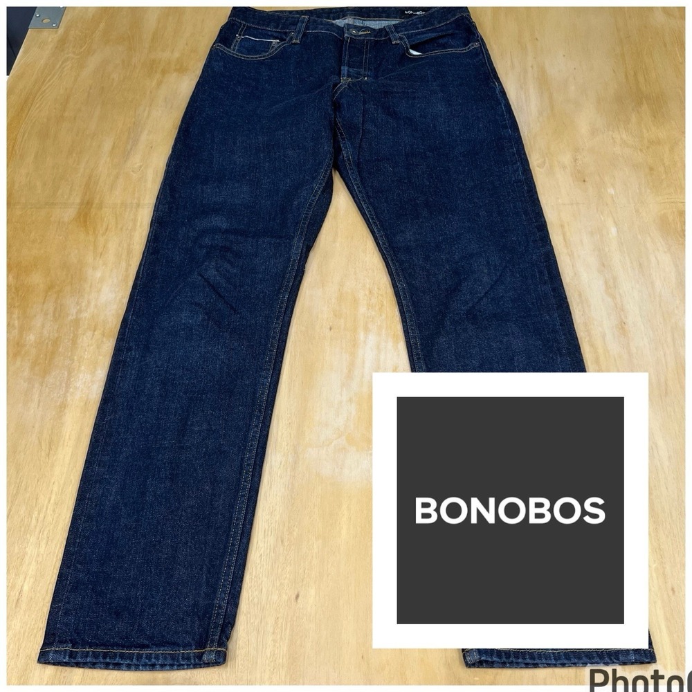 Bonobos Selvedge Denim Jeans Mens (Actual Size 31x30) Slim Fit Straight Leg Navy